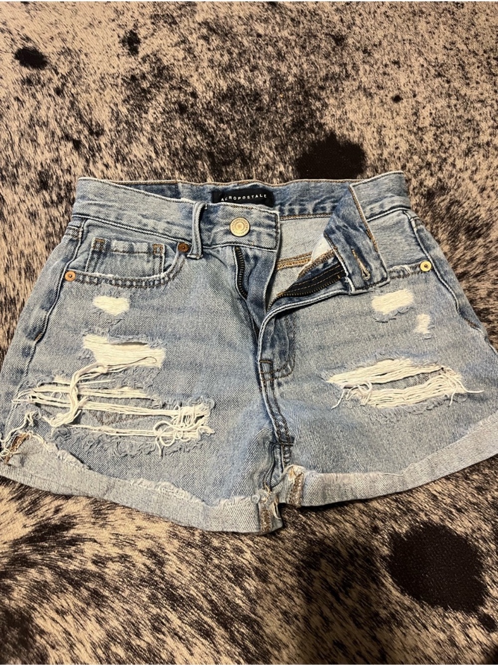 Aeropostale Light Blue Distressed Denim Jean Shorts